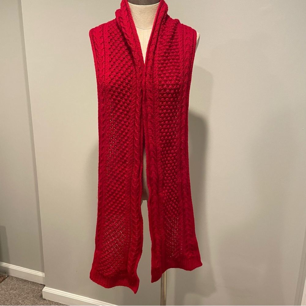 Brooks Brothers red cashmere wool blend scarf